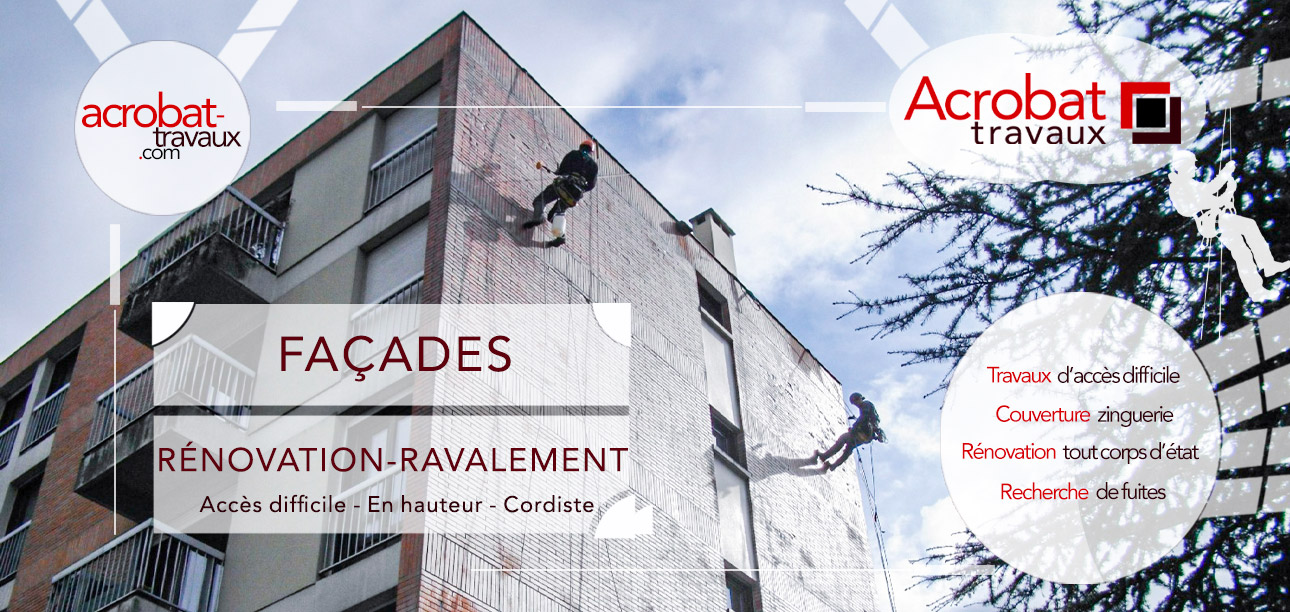Besoin d'un ravalement ou d'une rénovation de votre façade ? Il s'agit d'un immeuble d'habitation ou professionnel, d'une batiment industriel ? Faites appel à Acrobat Travaux. Sur Toulouse et périphérie